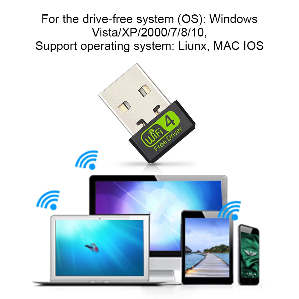 Бесплатный драйвер USB Wifi адаптер 150 Мбит/с Wifi адаптер 2,4 ГГц USB для ПК Wi-Fi адаптер Lan Wifi AC Wifi приемник