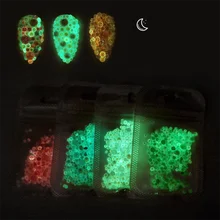 

3Packs Mixed Crystal Gem 3D Luminous Stones Nail Art Decorations DIY Glass Flatback Fluorescence Nail Rhinestones