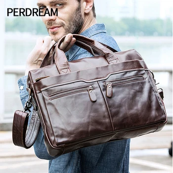 

Men's handbag shoulder briefcase leather business men's bag casual first layer cowhide shoulder bag men