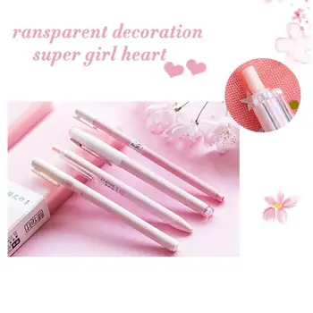 

4pcs Gel Pen Set Pink Light Green Gel Pen And Pencil Cute Box Black Girl Supplies 0.5mm School Stationery Set Gift Ink Offi Z4A1