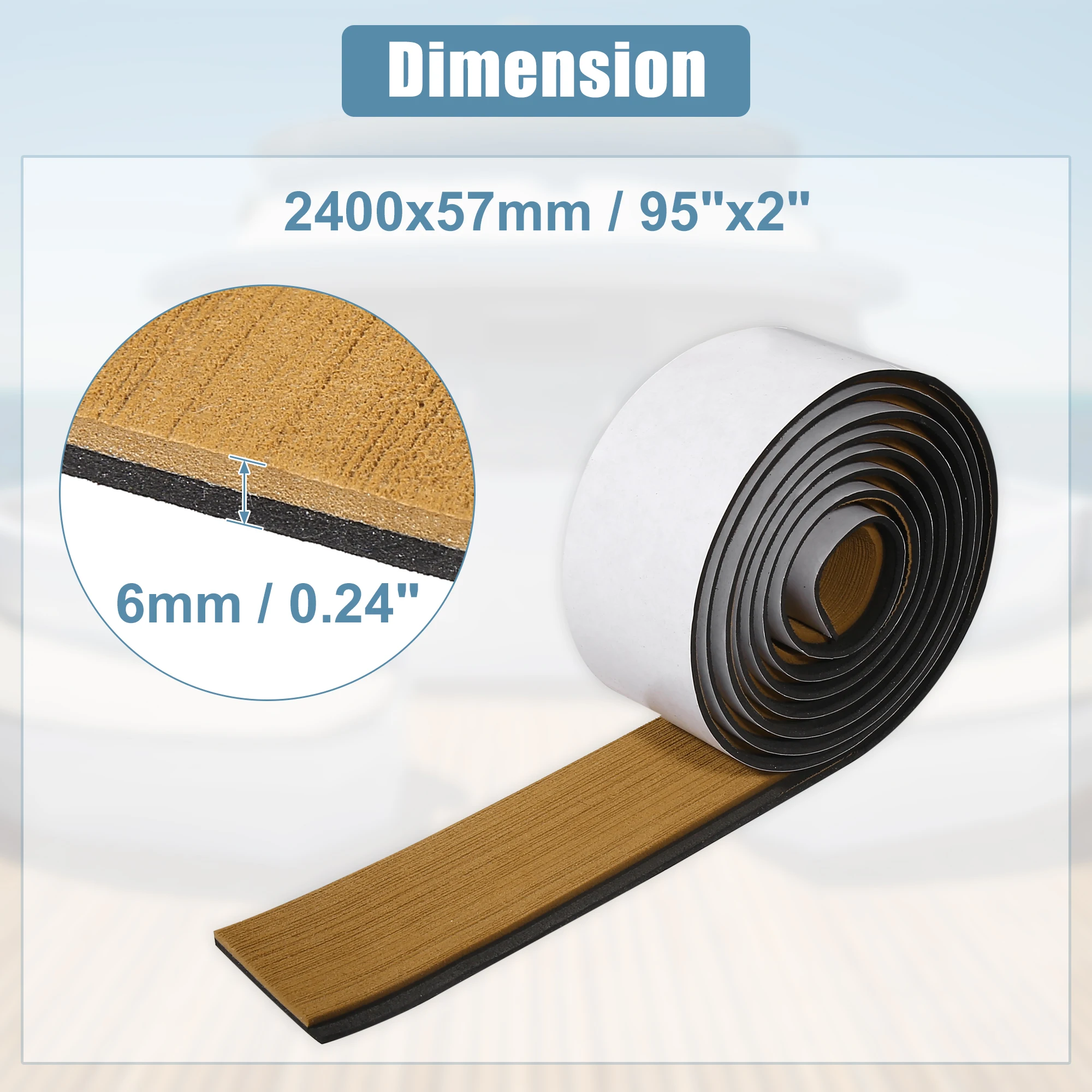 UXCELL 2400x57x6mm EVA Boat Flooring Carpet Decking Sheet Mat Non-Slip Self-Adhesive for Yacht Marine Deck Pad RV Car Trunk