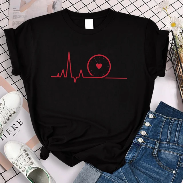 Than Heart Women's T-shirt Harajuku Love T Shirt Women Fashion Ladies Black Graphic T Shirts Women 2022 New Summer Femme Clothes JB508