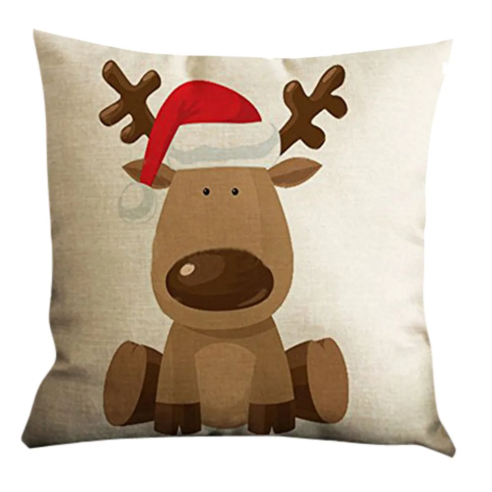 

45x45CM Pillows Cover Merry Christmas Soft Linen Pillow Case Christmas Decoration Cushion Cover Home Decor cojines decorativos