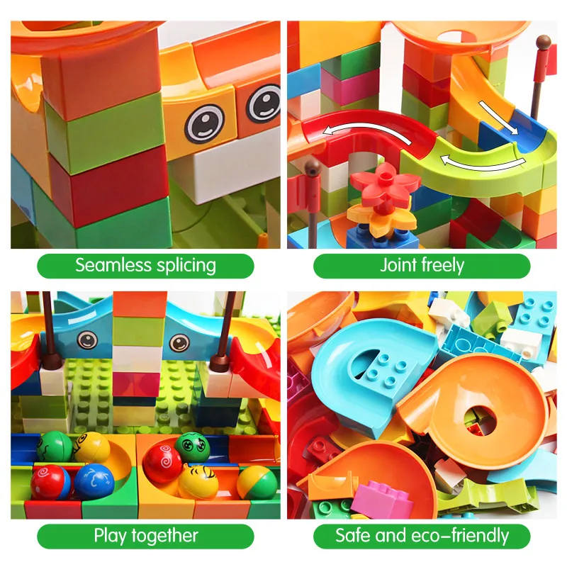 77-308PCS Marble Race Run Big Block Compatible city Building Blocks Funnel Slide Blocks DIY Big Bricks Toys For Children gift images - 6