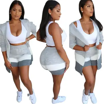 

Knitted 2 Pieces Set Women Sweater Knitted Shorts Bodycon Office Lady 2PCS Suits Sets 2020 Spring