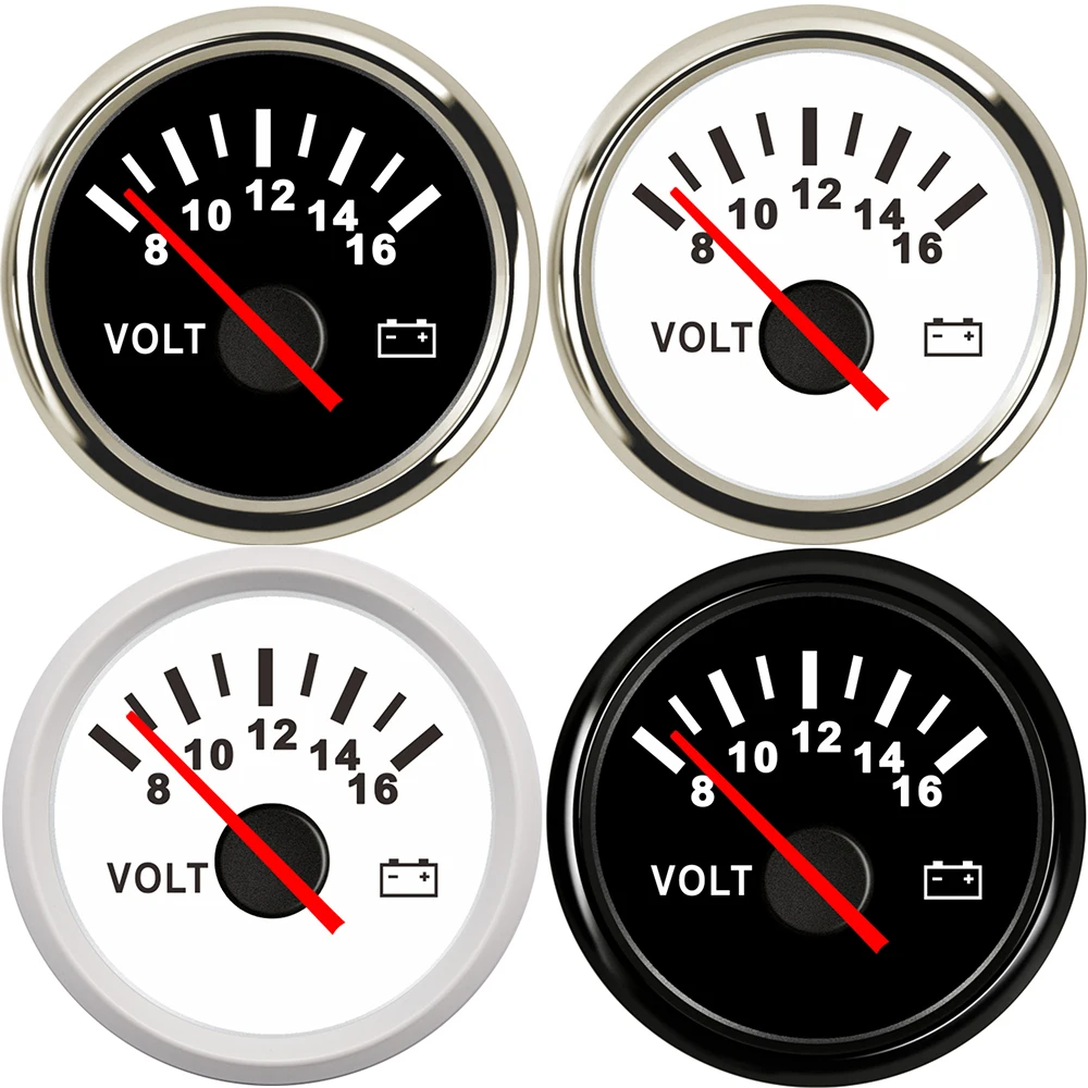 Универсальный 52 мм вольтметр морской Авто вольтметр 8-16 в водонепроницаемый датчик для мотоцикла автомобиля лодки автомобиля с красной подсветкой 12 В