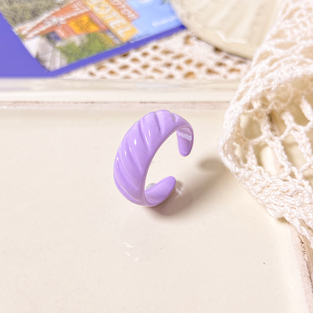 Korea Colorful Fashion Resin Fruit Ring Set Metal Geometric Irregular Open Rings for Women Party Wedding Jewelry Ring Set