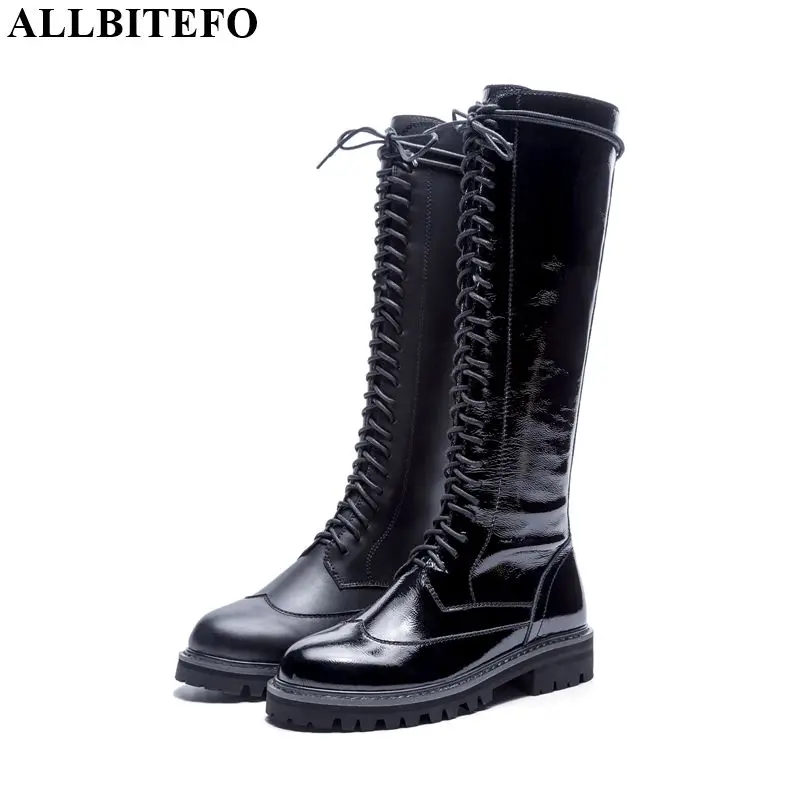 

ALLBITEFO fashion brand genuine leather mid-calf high boots high quality winter snow women boots long boots