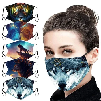 

Adult Unisex Fashion Mask Cartoon Animal Print Earloops Protection Anti Dust Face Cover Washable Reuse Mouth mascarilla 1PC