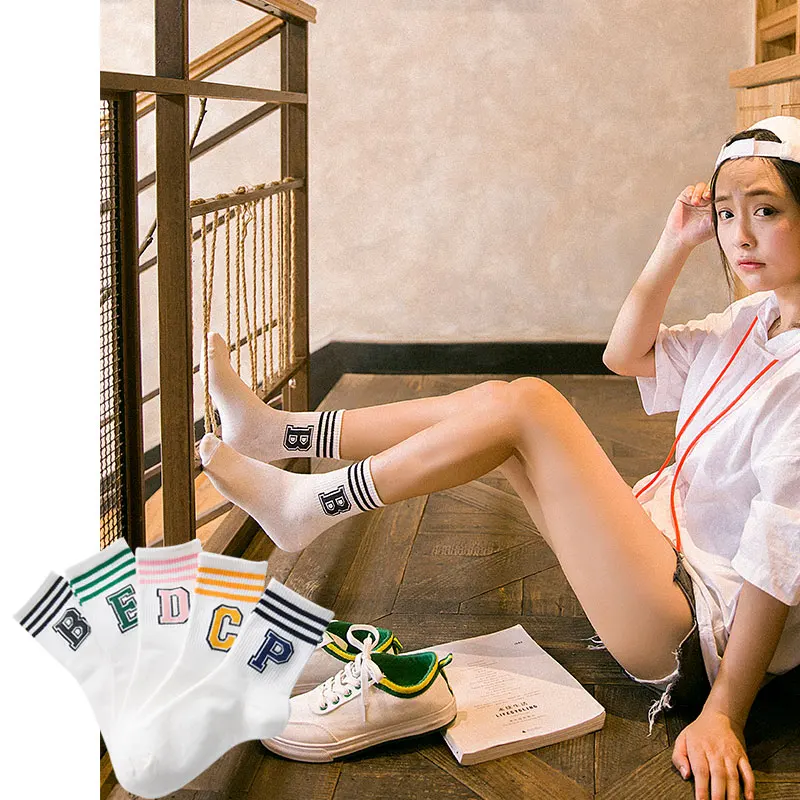 Носки женские осенние белые уличные harajuku модные эстетические strumpfhose милый корейский стиль длинные skarpetki stopki Чулочные изделия