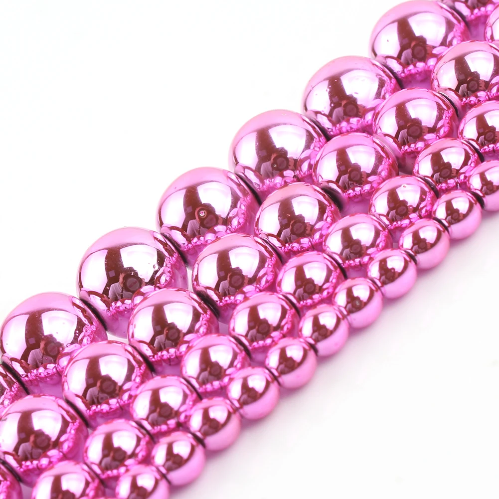 Rhodium Rose Gold Plated Hematite Beads - Premium Natural Stones for DIY Bracelet and Jewelry Making