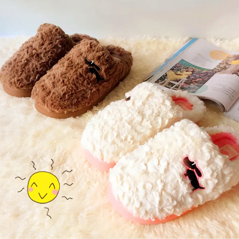 

2017 Winter Puppy Slipper Warm Slipper Couples Slipper Solid Color Cotton Slippers