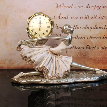 

[COS] European-style Ballerina Beauty Clock Decoration Resin Home Decor Practical Clock Pedesta Furnishing Creative Crafts
