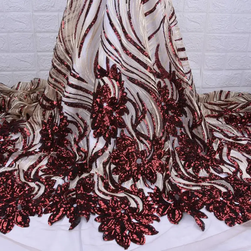 Роза африканская кружевная ткань вышитые нигерийские кружева с блестками ткани высокого качества французский Тюль кружевная ткань для женщин Свадьба S1737 - Цвет: As Picture 1