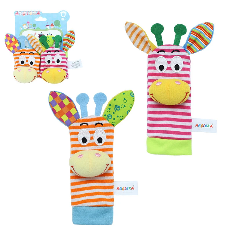 

Wrist Strap Rattles Animal Socks Toy New A Pair 2pcs/set Baby Infant Soft Handbells Hand Foot Developmental Toys 0-12Months