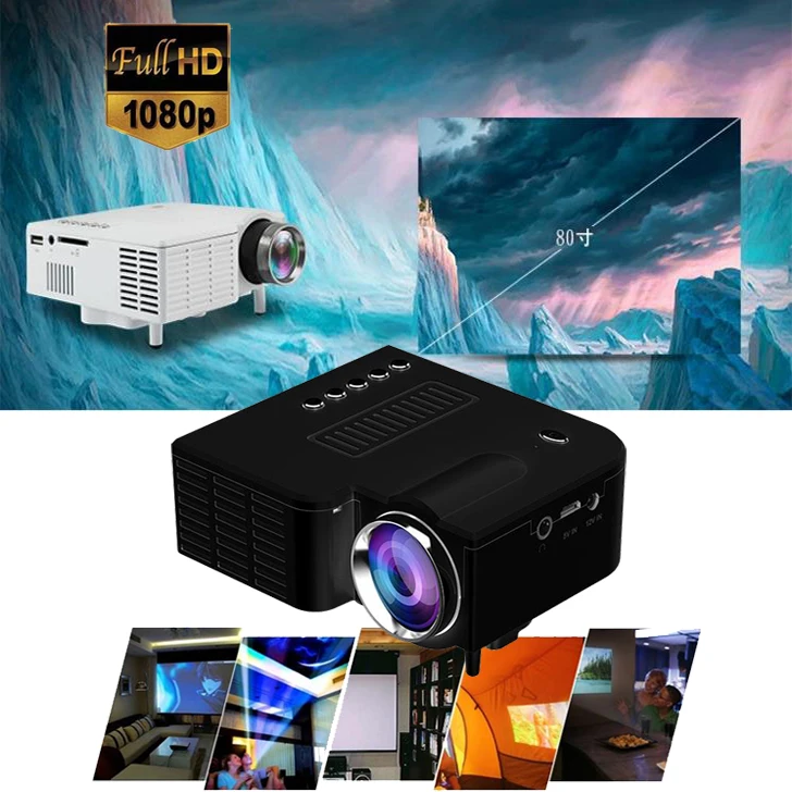 UC28A домашний светодиодный мини-портативный проектор с HDMI AV интерфейсом с пультом дистанционного управления Белый Европейский Регламент для домашнего кинотеатра