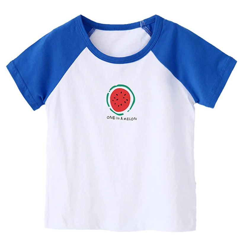

Cartoon Baby Fruit T Shirt Autumn Summer Infant Kids Girls Color Splice Short Sleeve T-Shirts Clothes Cotton Casual Tops 2-8 T