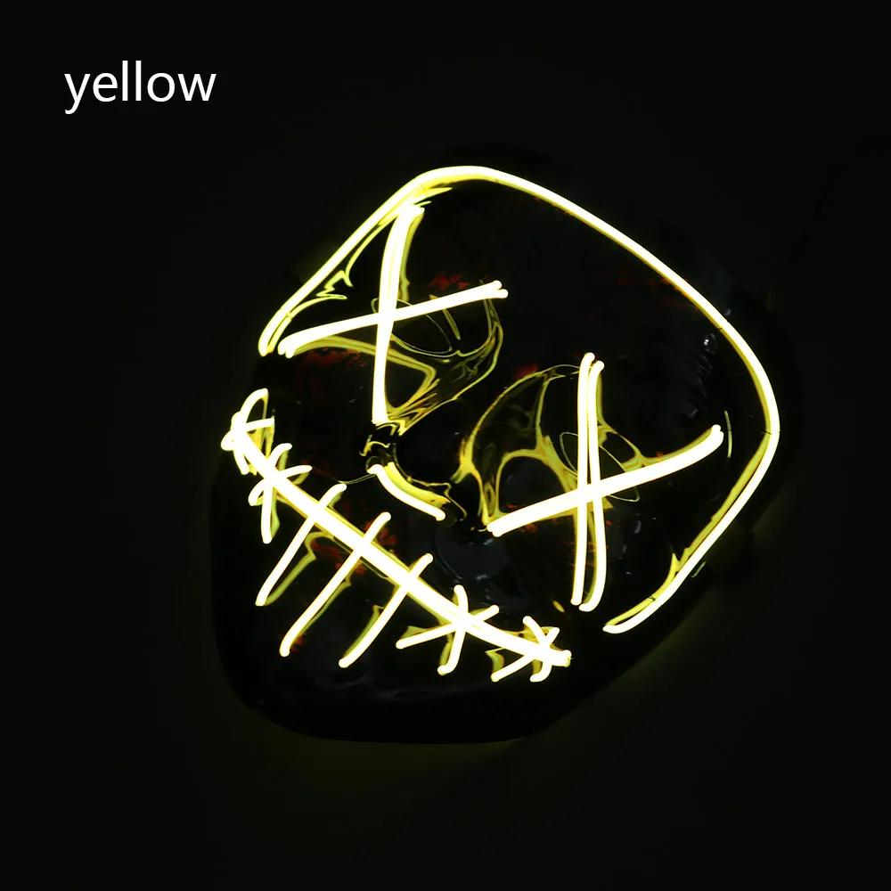 Хэллоуин вечерние светодиодный маска очищающие маски выбор тушь для ресниц костюм DJ вечерние светильник вверх маски Светящиеся в темноте - Цвет: Yellow