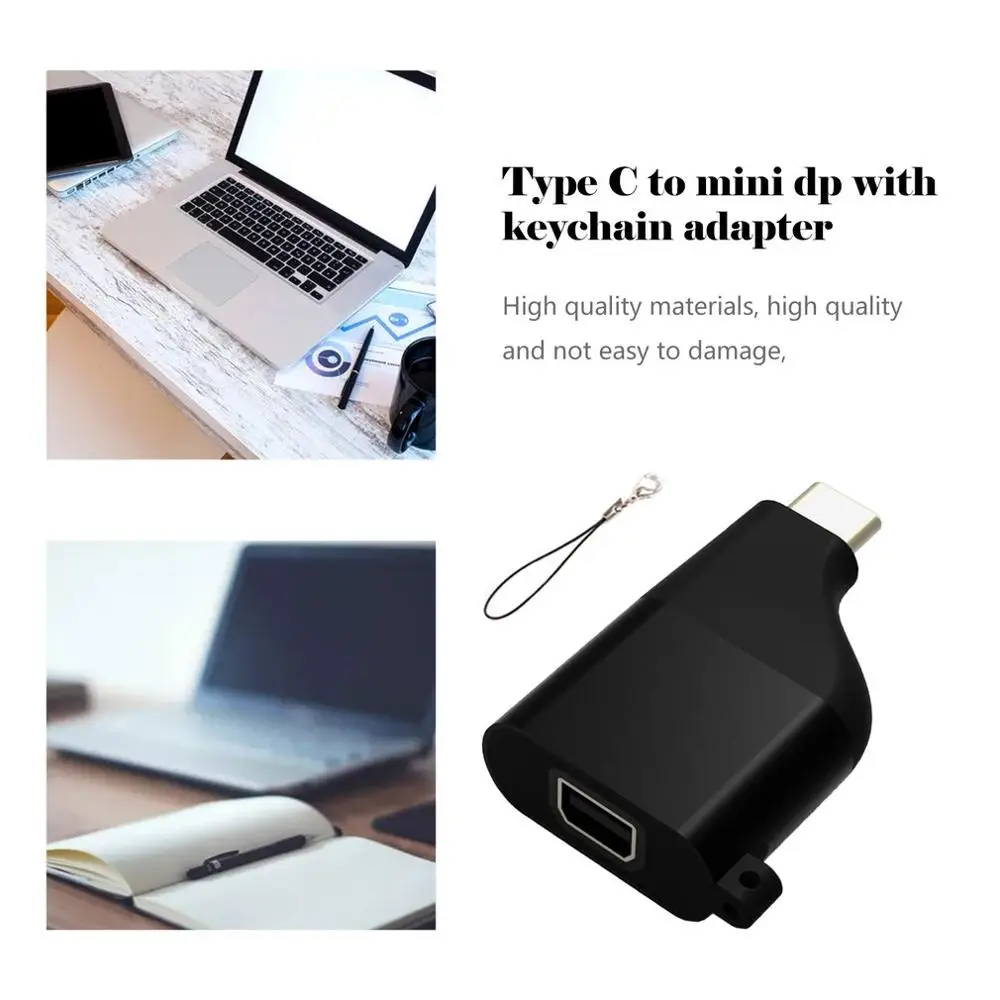 Тип C к Мини Dispalyport 4K 60Hz адаптер Usb C к Мини Dp конвертер мужчин и женщин с брелок стиль черный