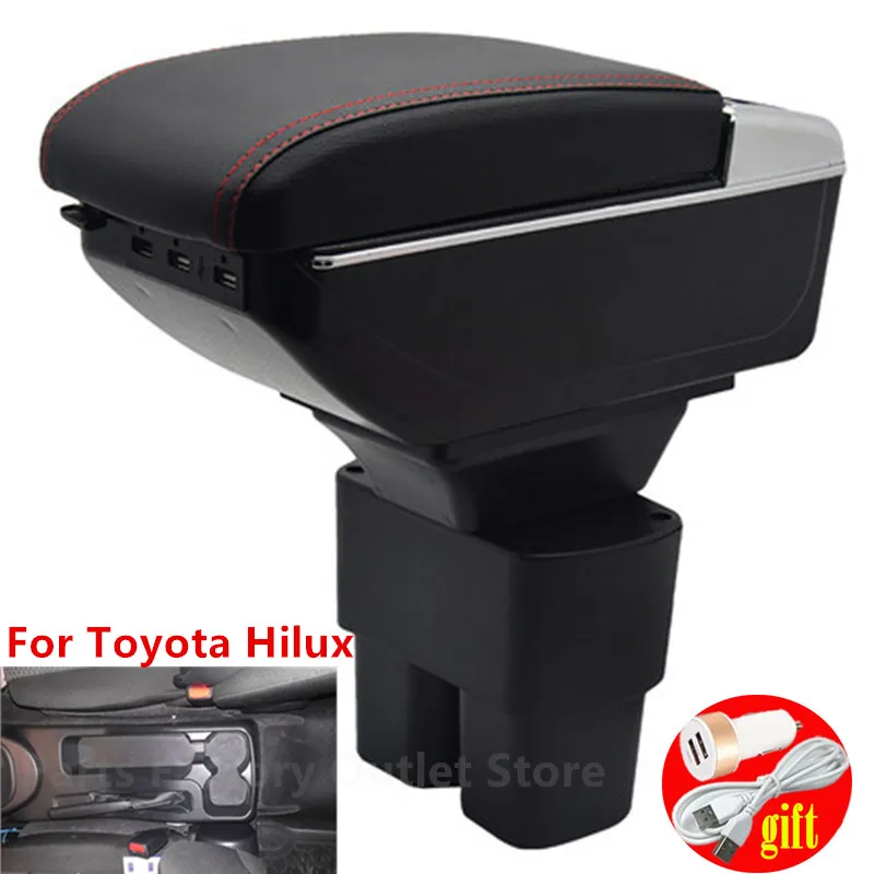 Подлокотник коробка для Toyota Hilux Duel комфортное хранение черный кожаный содержимое