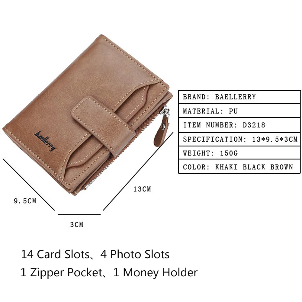 2024 Baellerry Men Wallets Fashion Short Desigh Zipper Card Holder Men Leather Purse Solid Coin Pocket High Quality Male Purse 4
