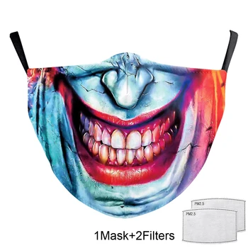 

Halloween Horrible Big Mouth Cosplay Face Mask Cover Dustproof and Anti PM2.5 Breathable Mascarillas For Adult With 2 Filter