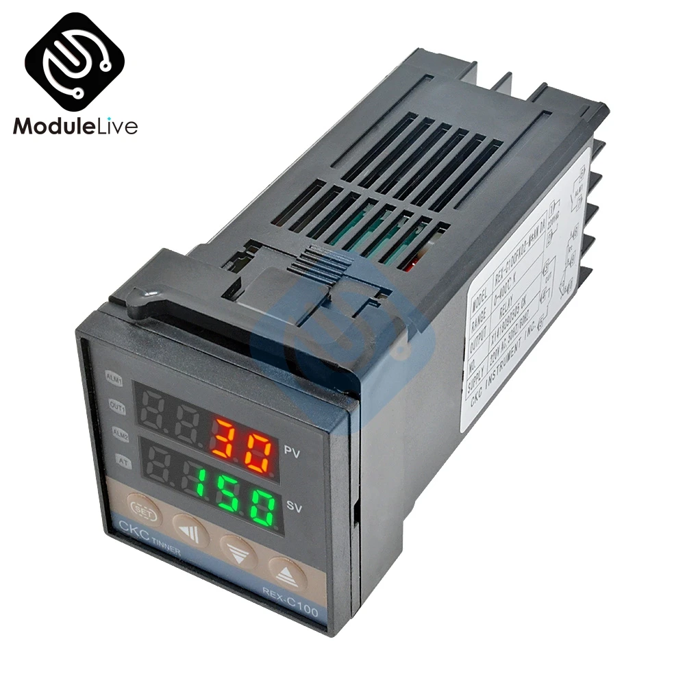 REX-C100 PID Temperature Controller 220VAC Digital Thermostat Regulator Intelligent High Sensitivity Relay Output 0-400℃ 