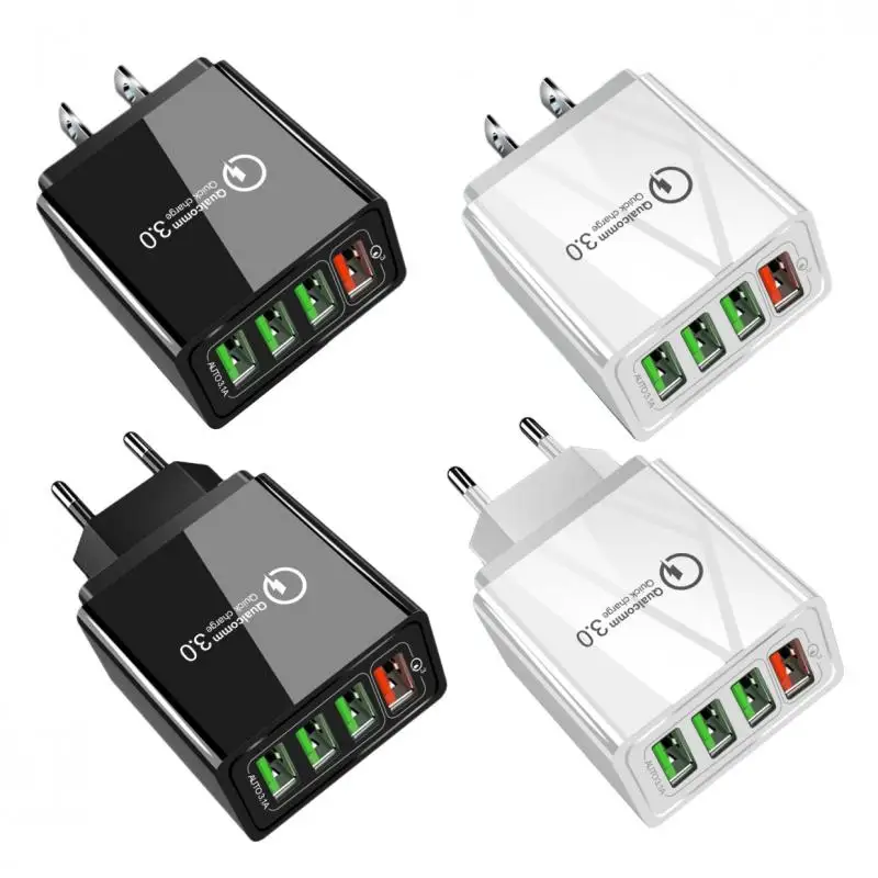 Быстрое зарядное устройство QC3.0 с 4 портами USB многофункциональное портативное