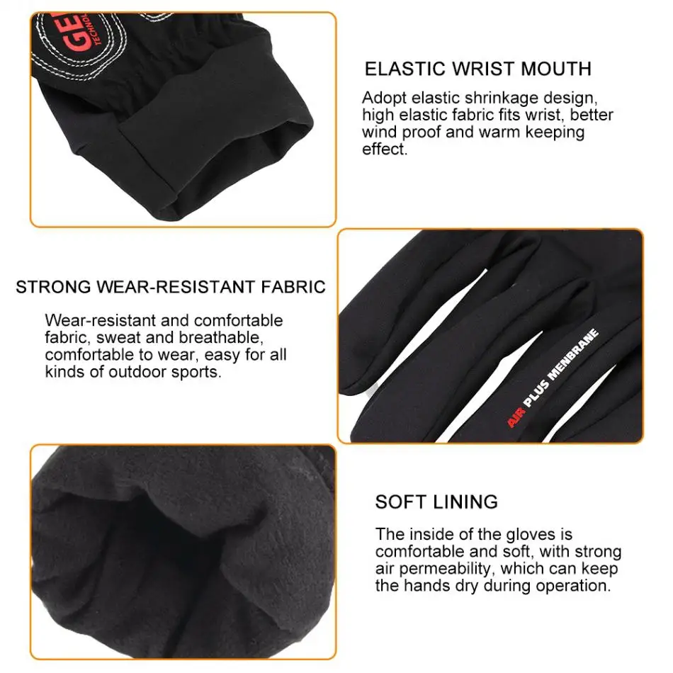 Cycling Gloves Winter Full Fingers Gloves Thickened Windproof Thermal Touch Screen Sports Fitness Gloves Cycling Equipment