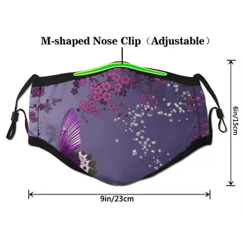 

Dust Masks Face Cover Many Times Using Purple Plum Butterfly ,Washable And Reusable