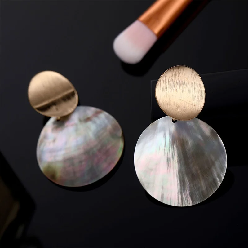 Round Shell Clip Earrings for Women