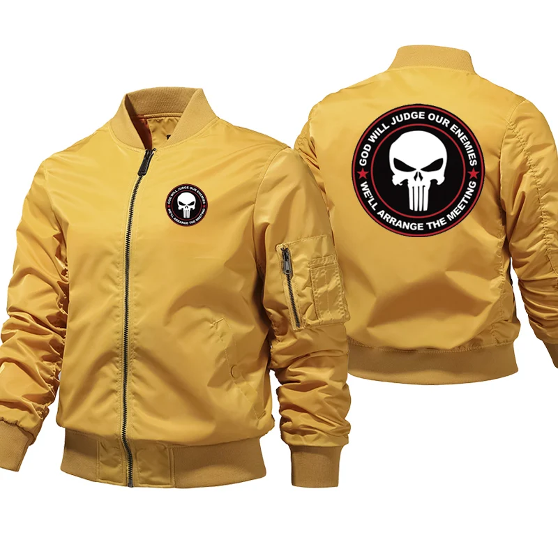 Skull Bomebr Jacket Men Winter Windproof Ma-1 Air Thick Pilot Jacket Zipper ceketler casacas Casual Streetwear Coats 6