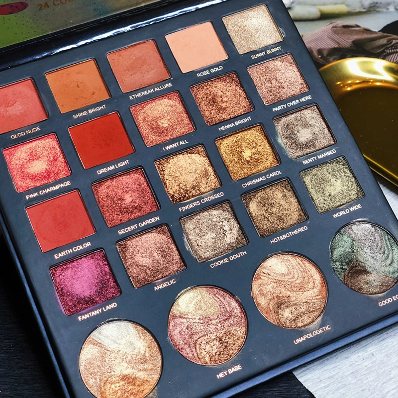 ICYCHEER 24 Color Super Creamy Eye Shadow Palette Long Lasting Glitter Eyeshadow Pallete Pigmented Makeup Eye Shadow Palette