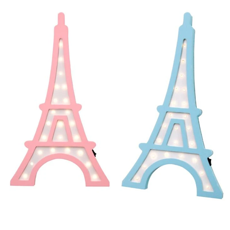 ins Wood Eiffel Tower Night Light Warm White wooden Decorative Lighting Child's Bedroom Wall Lamp Decaration Holiday Lighting