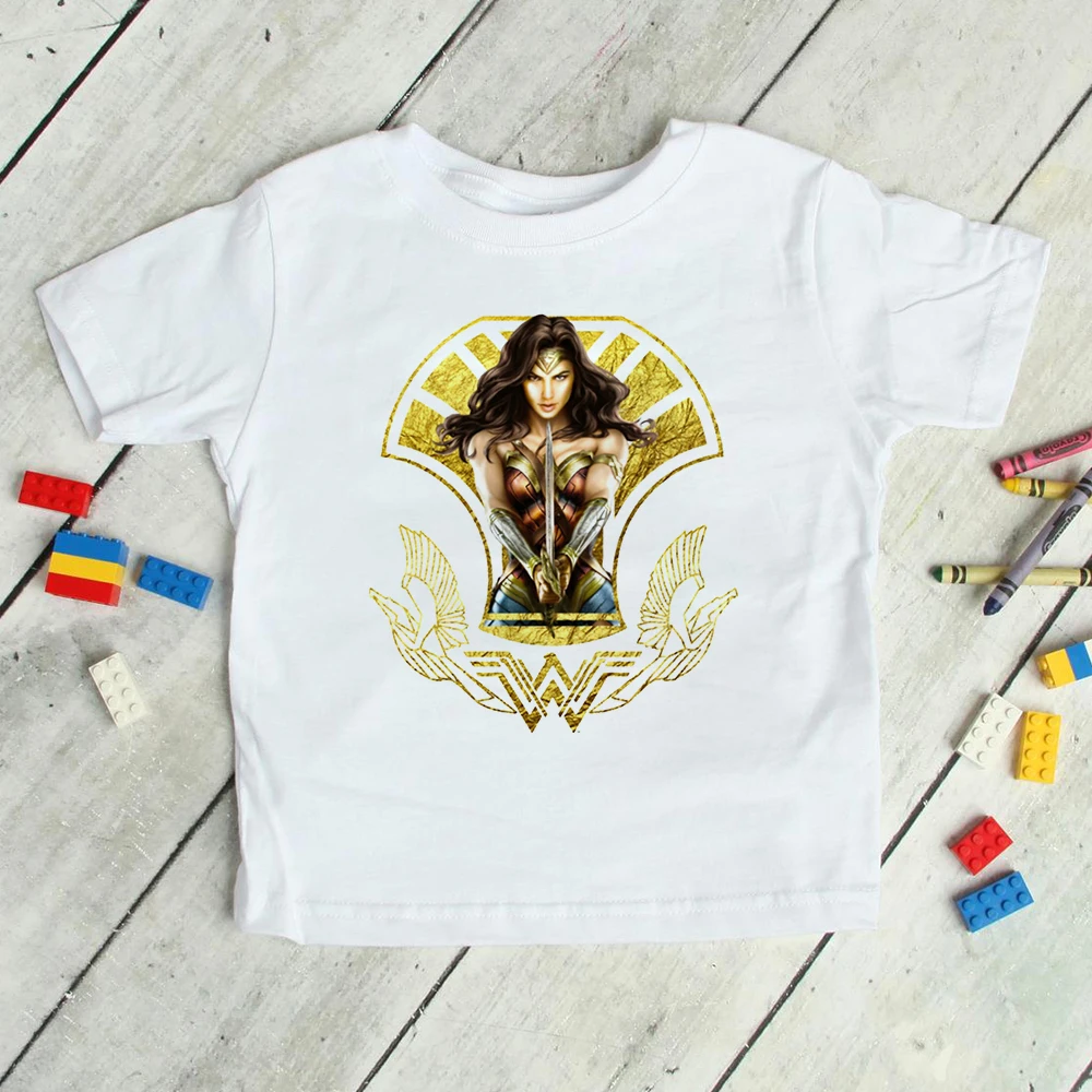 Wonder Women Girl T Shirts Summer Aesthetic Clothes Superhero Kids Oversized T-shirt Urbano Casual Children's Tops Y2k Camiseta t-shirt in kid	