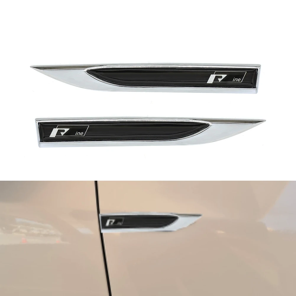 Chrome Emblem Badge Sticker Car Fender Side 3D Pair Knife Trim Styling For R Line For VW