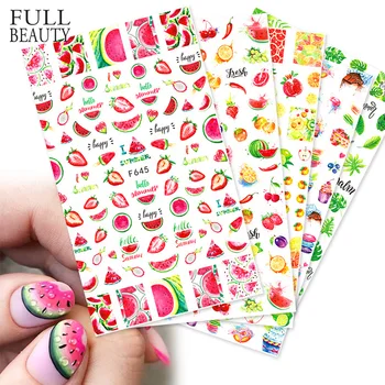 

Nail Sticker 3D Adhesive Sticker Color Fruit Summer Beach Flower Factory Direct Nail fruit flower sticker nails accessoirey