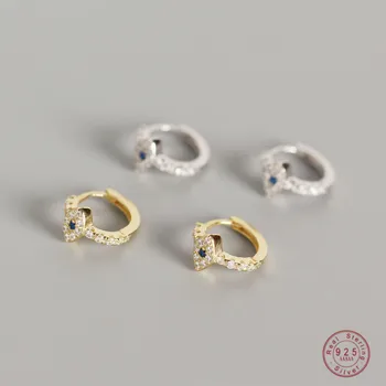 

925 Sterling Silver Simple Pavé Crystal Evil Eye Earrings Women Ethnic Style Banquet Holiday Jewelry Accessories Girlfriend Gift