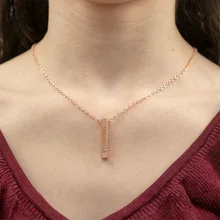 Custom Personalized Vertical Gold Bar Necklace Engraved Date Name Pendant Necklace Women Wedding Jewelry Anniversary Gift