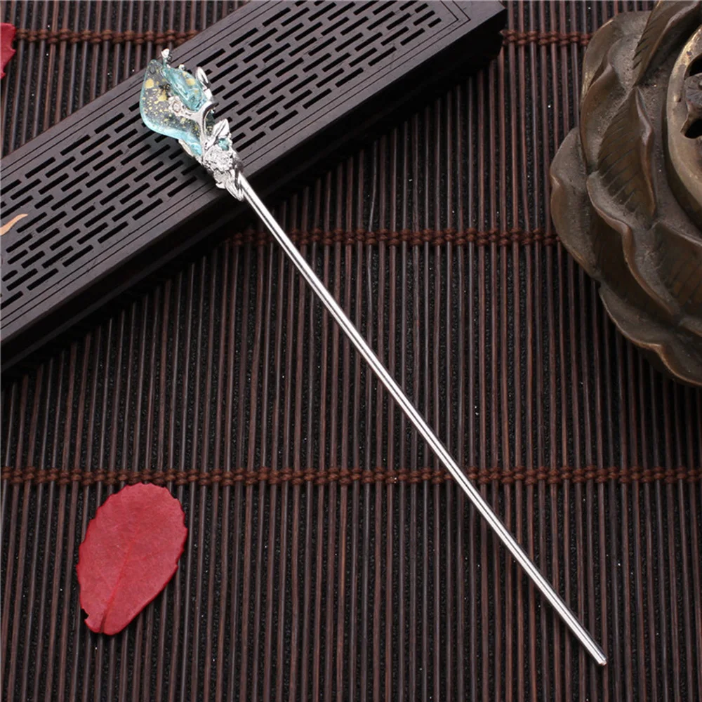 Vintage Chinese Style Hanfu Hair Stick Women Metal Glaze Hair Fork Hair Chopsticks Hairpin Woman Jewelry Hair Clip Accessories designer head scarf Hair Accessories