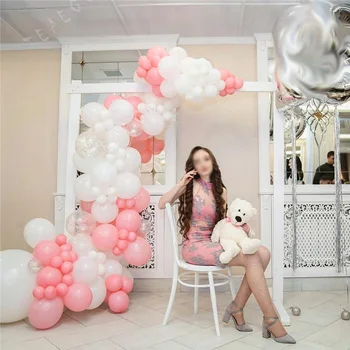

125Pcs Happy Birthday Party Decoration Balloon Garland Arch White Pastel Pink Ballon For Wedding Anniversary Partydecor Backdrop