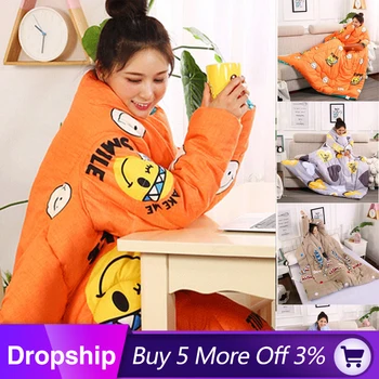 

Winter Comforters Autumn Lazy Quilt Blanket With Sleeves Soft Warm Blanket Family Blanket Cape Cloak Nap Blanket Bedspread Winte