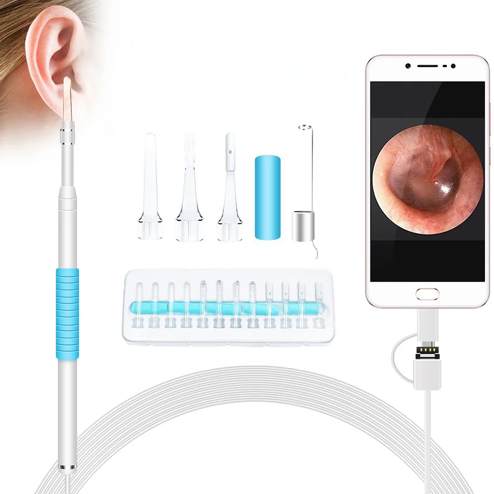 Otoscope Отоскоп 3 в 1 для осмотра борескопов для чистки ушей со 480P Водонепроницаемый Камера эндоскоп с 6 регулируемый светодиодный для iOS и Android - Цвет: Otoscope