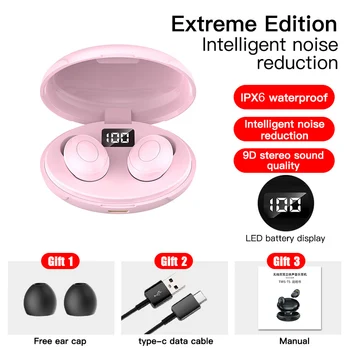 

TWS Bluetooth 5.0 Earphones HIFI In-Ear Stereo Earbuds Noise Reduction LED Display Type-c Interface Wireless Headset Earbuds