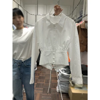 

2020 Spring New High Waist Strap Girdle Waist Hugging Goddess Temperament Court Style Shirt Womens Tops and Blouses Harajuku