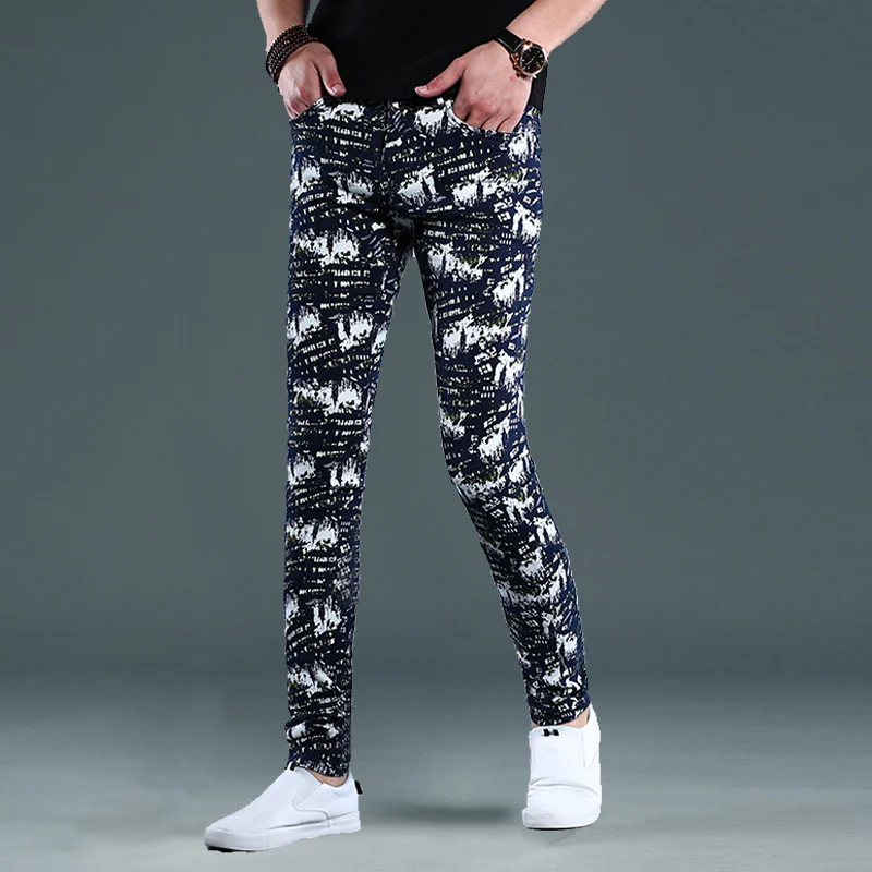 

Men Stretch Camouflage Jeans 2020 Fashion Streetwear Jean Slim Fit Pencil Pants Korean Style Causal Printed Denim Trousers