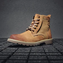 2019 New Arrival Spring Autumn Boots Men Suede Leather Retro Style Fashion Male Work Shoes Lover Martin Boot 5#19D50