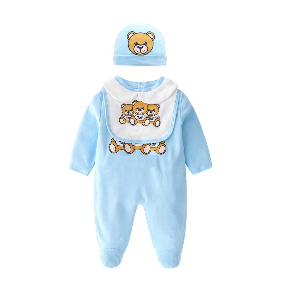 bulk baby bodysuits	 New Fashion style newborn baby clothes Long sleeve Cotton Unisex cartoon Little bear new born baby boy girl romper and hat Bibs baby clothes cheap Baby Rompers