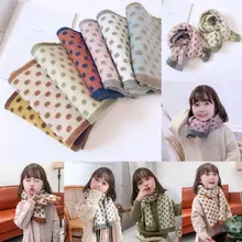 Корейский вязаный мягкий теплый осенне-зимний шарф в горошек для мальчиков и девочек; шали; шарфы; 094B