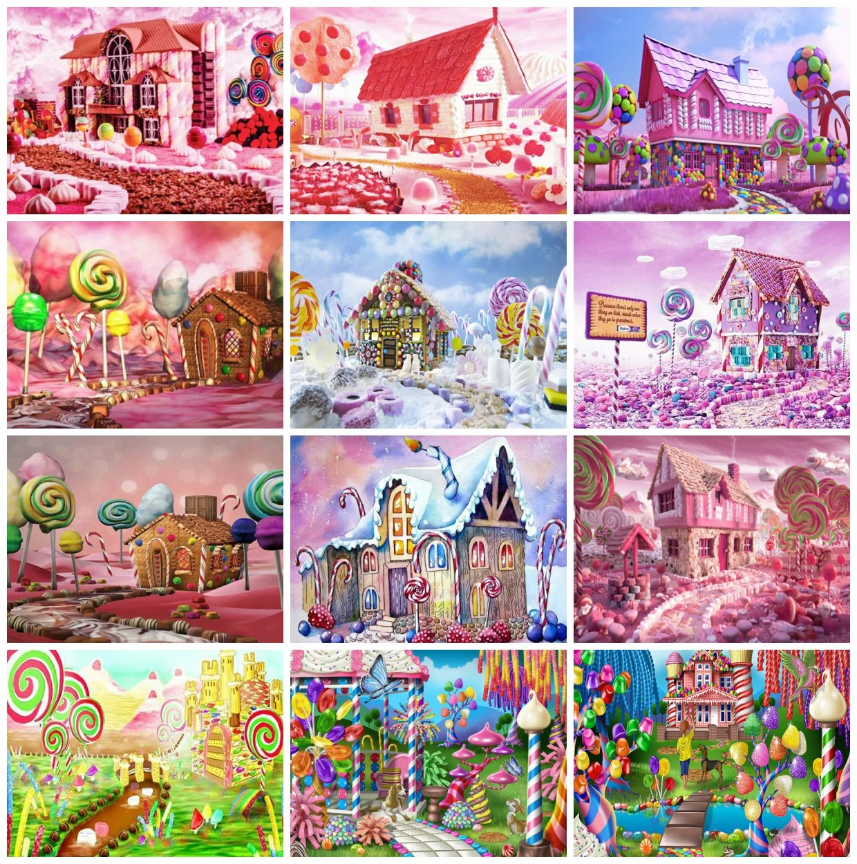 

YI BRIGHT DIY5D Candy House Square Diamond Painting Candy World Diamond Mosaic Embroidery Picture Rhinestone Home Decoration